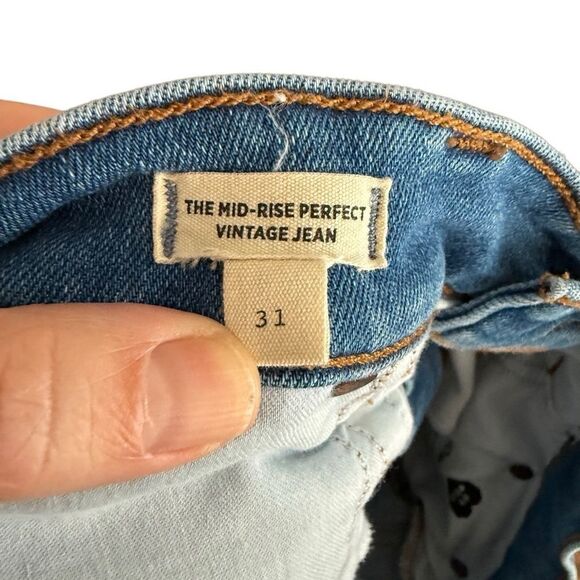 Madewell The Midrise Perfect Vintage Ankle Jean Light Wash Raw Fray Hem Stretchy - Picture 6 of 8